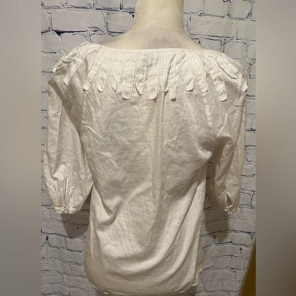 Talbots White Cotton 3/4 Sleeve Top Blouse Size Small Petite - Picture 4 of 6